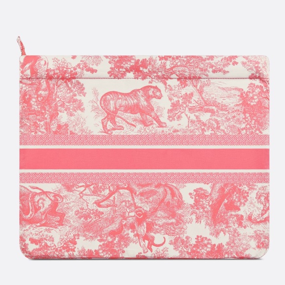 Dioriviera Dior l Toile De Jouy Travel Zipped Pouch Candy Pink Technical Fabric - Picture 9 of 12